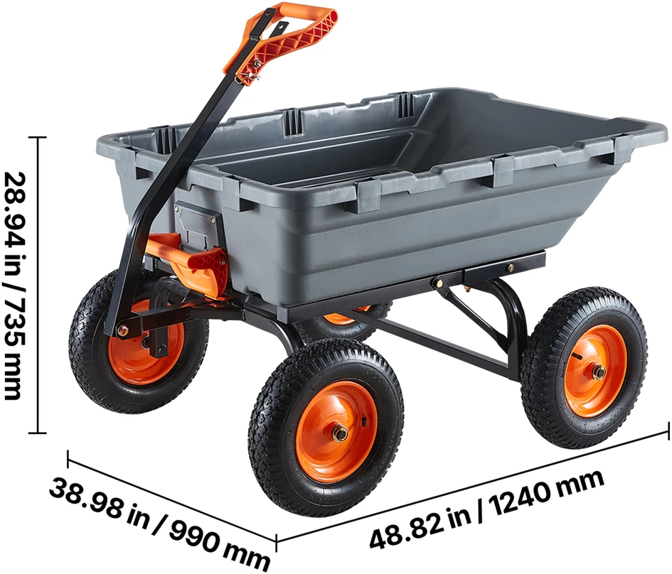VEVOR Sodo vežimėlis su išvertimo mechanizmu