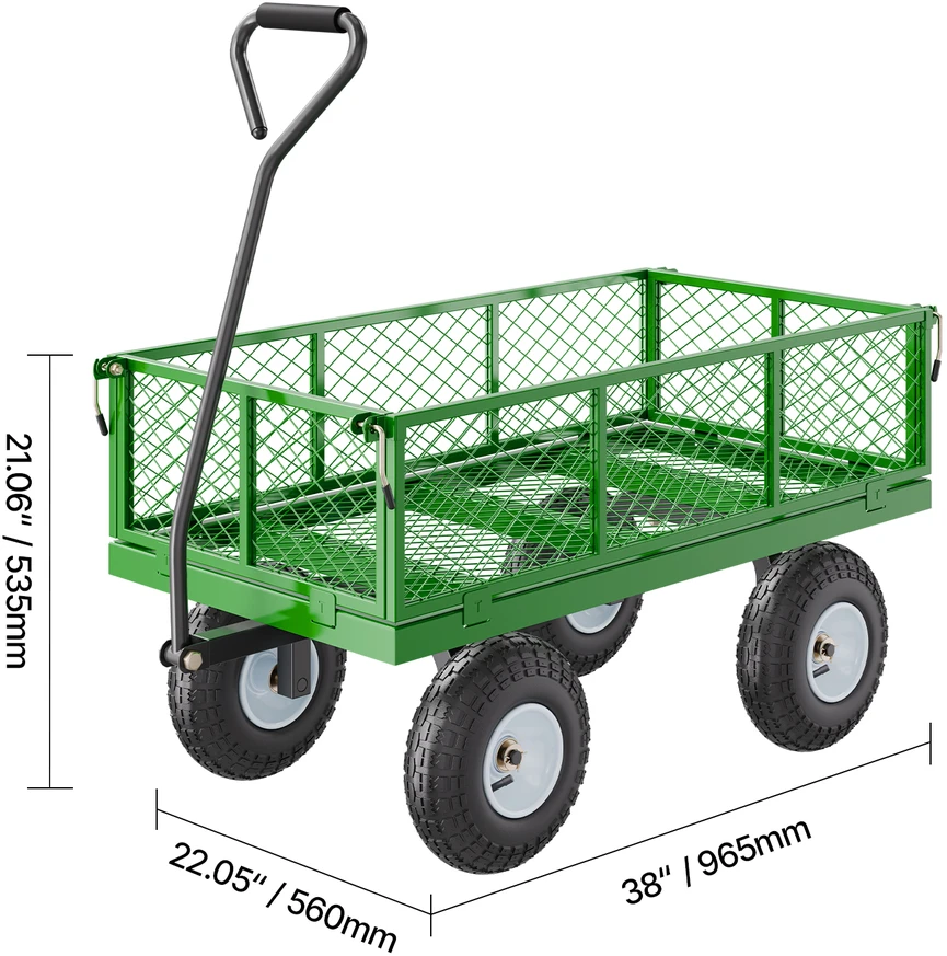 VEVOR Plieninis sodo vežimėlis 408 kg talpos