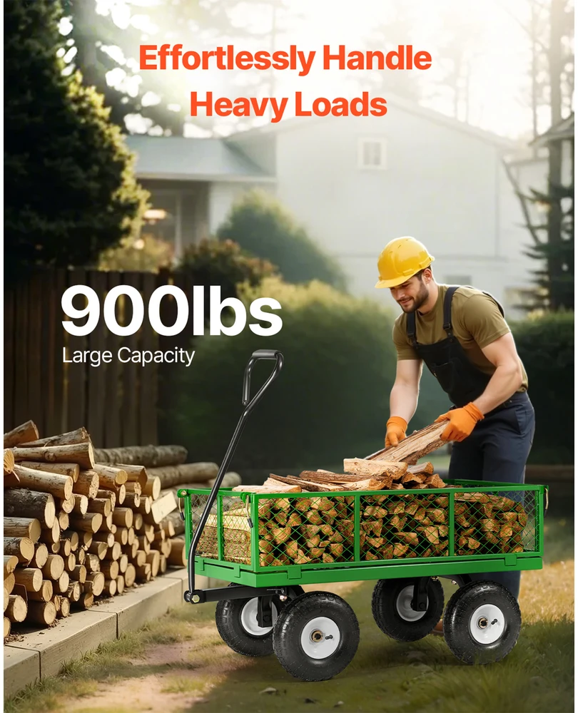 VEVOR Plieninis sodo vežimėlis 408 kg talpos