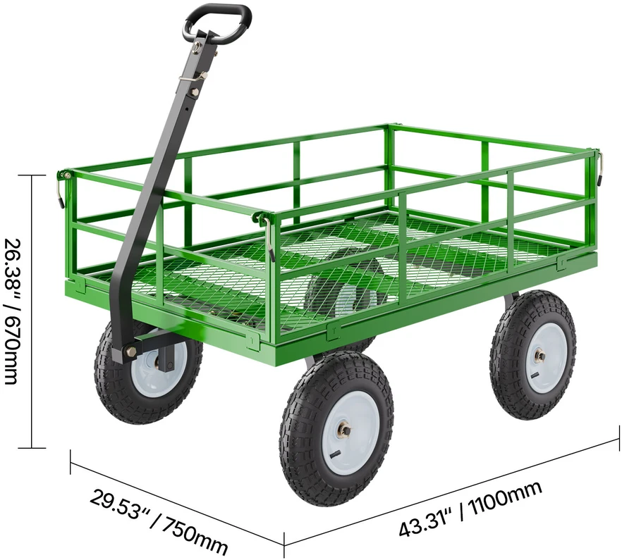 VEVOR Plieninė sodo vežimėlis su 544 kg talpa