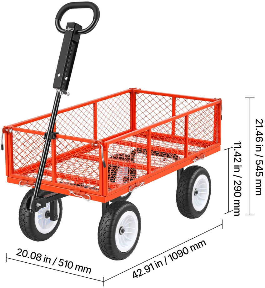 VEVOR Sodo vežimėlis, plieno, su 10 cm padangomis