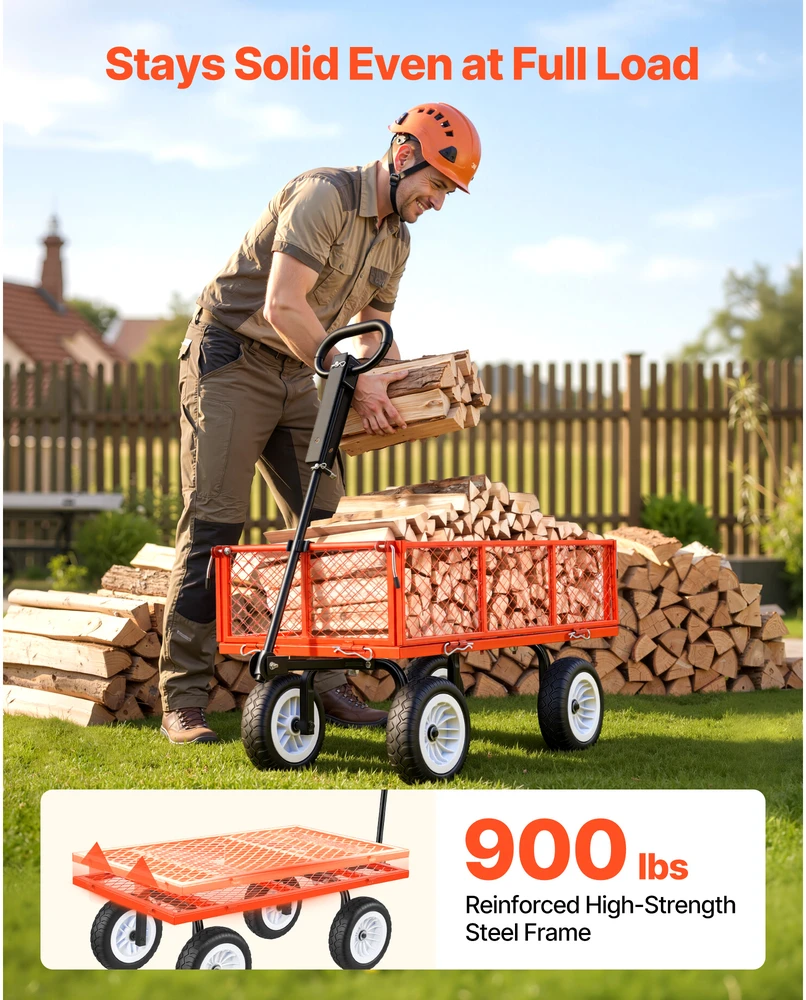 VEVOR Sodo vežimėlis, plieno, su 10 cm padangomis