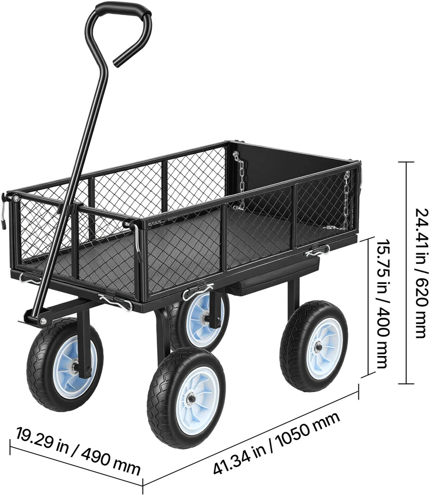 VEVOR Sodo vežimėlis su sėdyne, 226.8kg, juodas