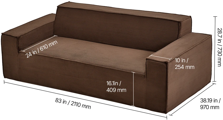 VEVOR 2110 mm moderni sofa be surinkimo