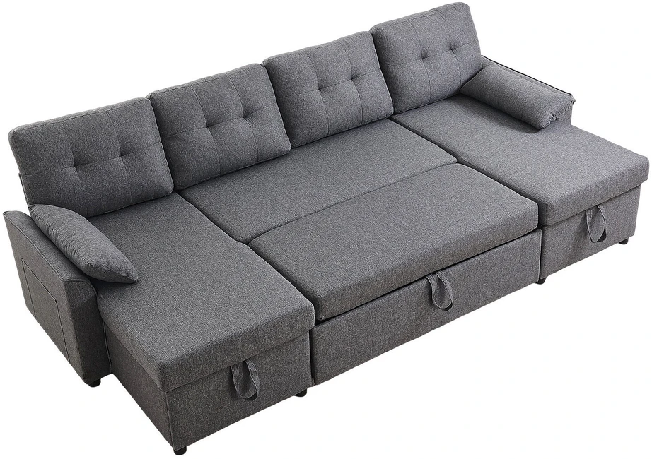 VEVOR U formos 6 vietų miegamoji sofa pilka
