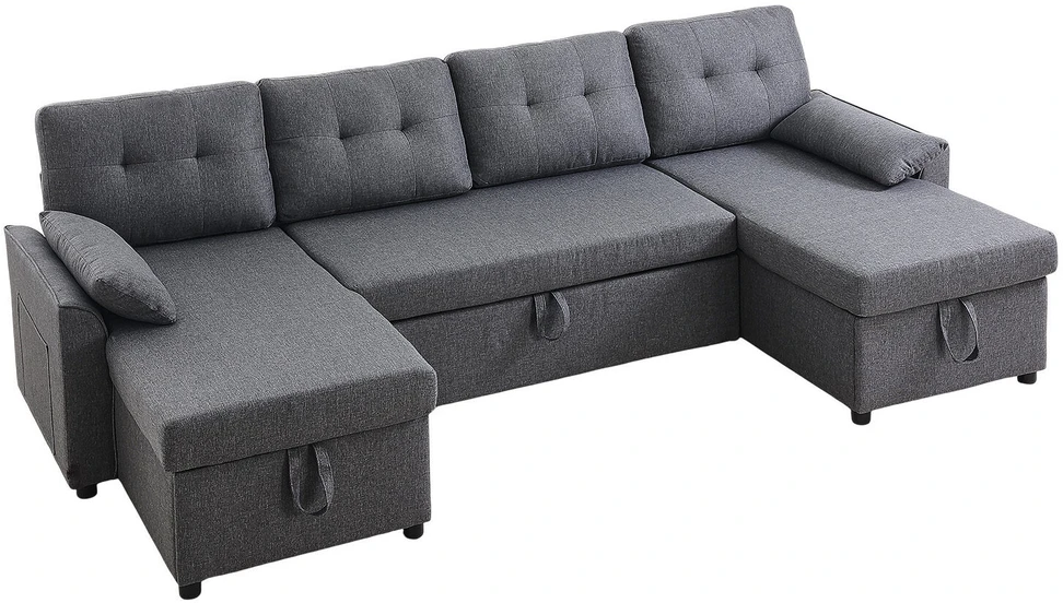 VEVOR U formos 6 vietų miegamoji sofa pilka