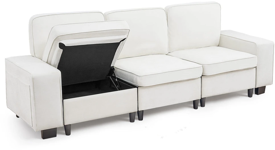VEVOR Baltas sofa su vieta daiktams apačioje