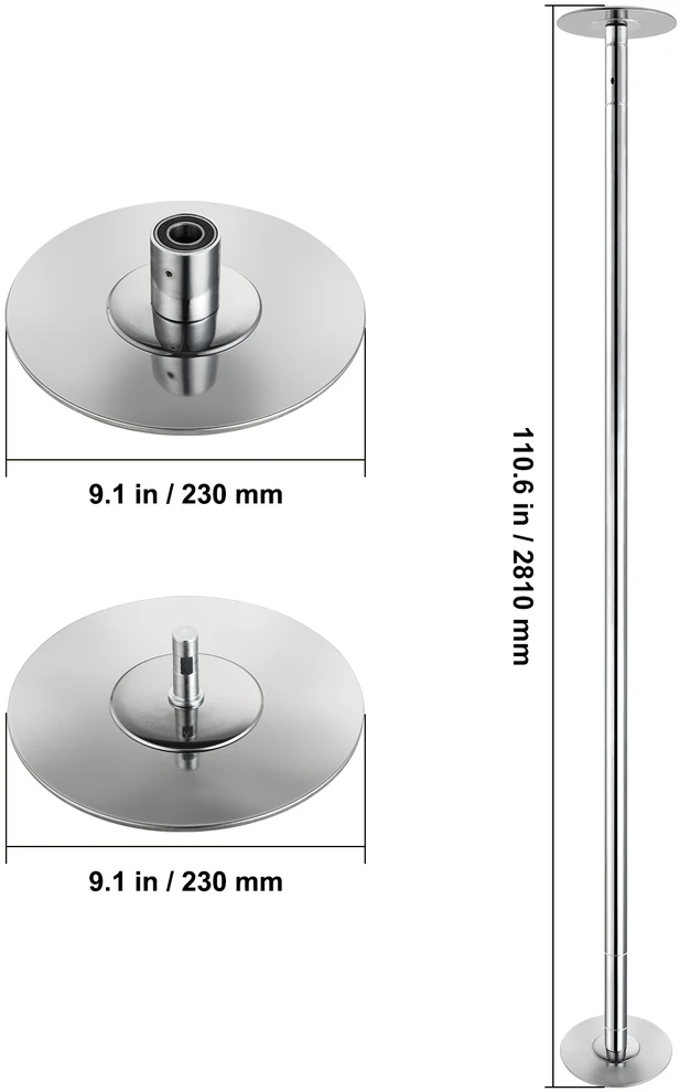 VEVOR Šokio stulpas, 45 mm nerūdijančio plieno