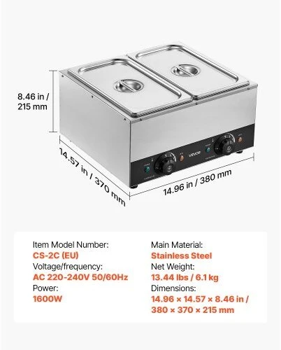 Kavos aparatas Šokolado lydymo aparatas VEVOR CS-2C, 1600 W