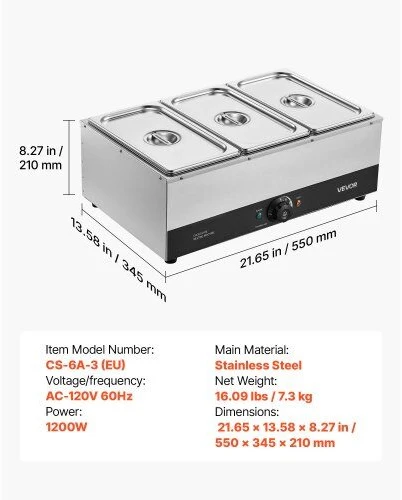 Kavos aparatas Šokolado lydymo aparatas VEVOR CS-6A-3, 1200 W