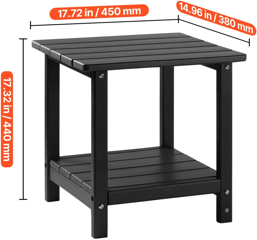 VEVOR Lauko šoninis staliukas HDPE, juodas