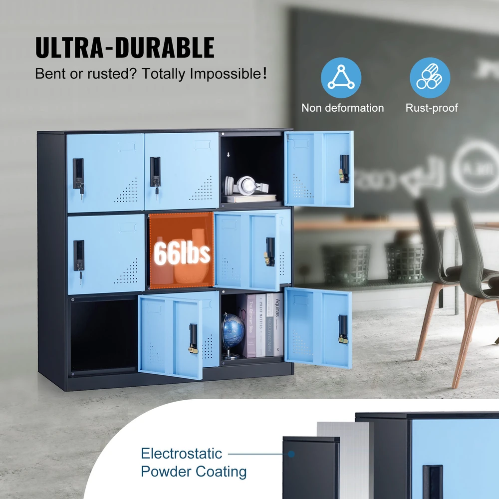 VEVOR Metalinė darbuotojų spintelė su 9 durelėmis