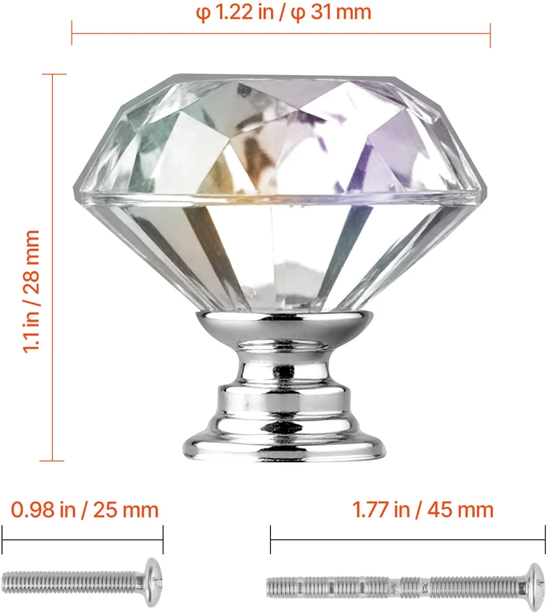 VEVOR Spintelės rankenėlės, 31 mm, 12 vnt.