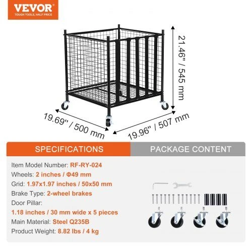 VEVOR Riedantysis sporto kamuolių laikymo vežimėlis