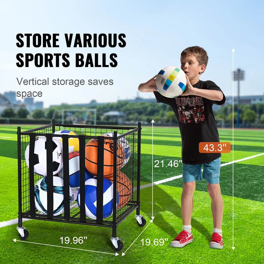 VEVOR Riedantysis sporto kamuolių laikymo vežimėlis