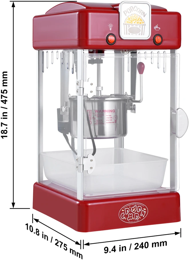 VEVOR Stalinis popcornų gaminimo aparatas 300W