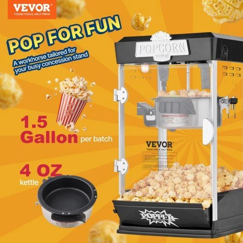 VEVOR Stalinis spragėsiais aparatas 480W 4oz juodas
