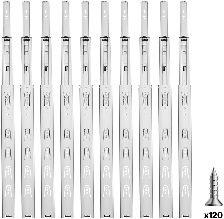 VEVOR Šoninio montavimo stalčių bėgeliai, 45 cm, 10 porų