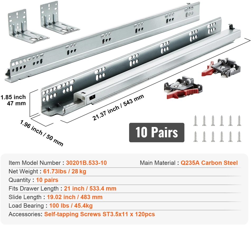VEVOR 10 porų palečių su užraktu, 533 mm