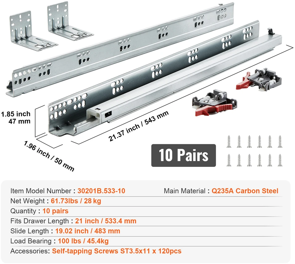 VEVOR 10 porų palečių su užraktu, 533 mm