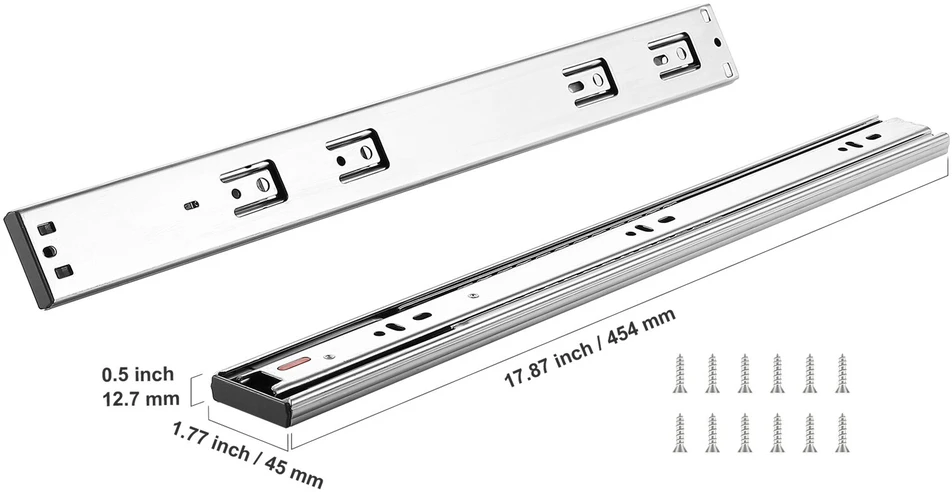 VEVOR 10 porų 45 cm stalčių bėgelių