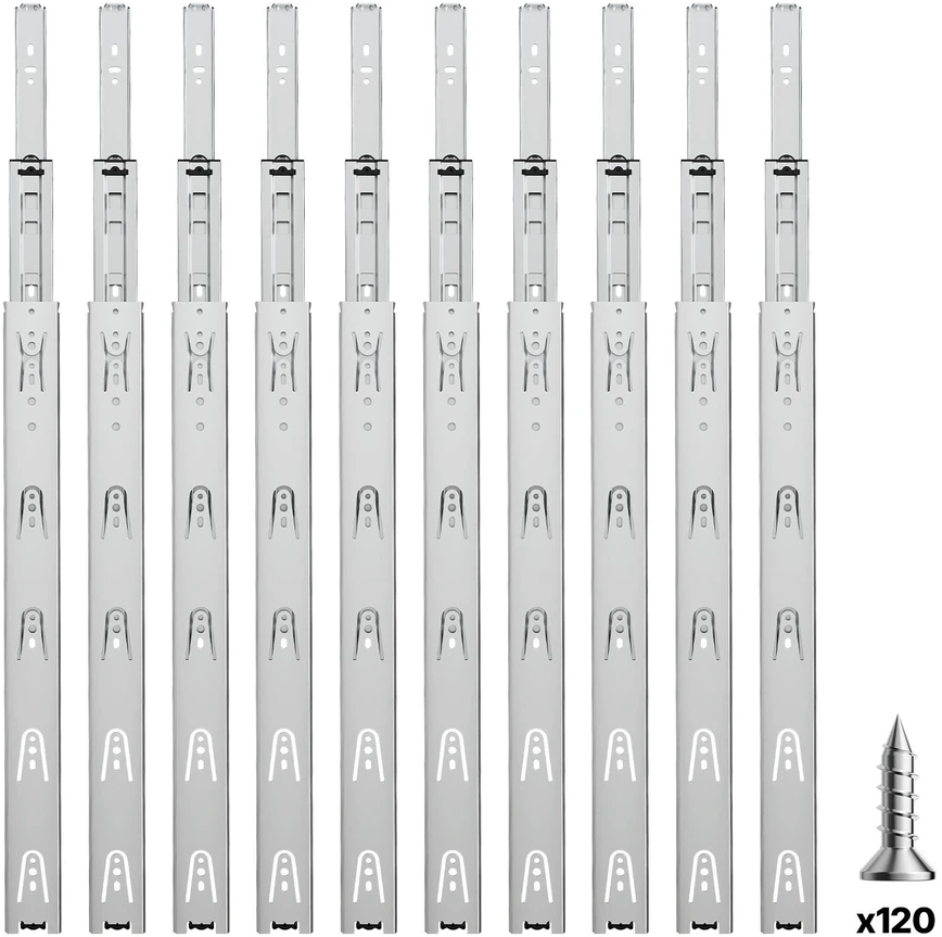 VEVOR Stalčiaus spintelių slankikliai, šoninis montavimas, 20 cm, 10 porų