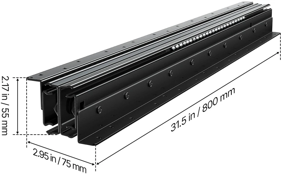 VEVOR Pogrindinės stalčių bėgeliai 80 cm 117 kg apkrova