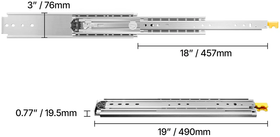 VEVOR Minkštas uždarymas stalčių bėgeliai 18-60 cm