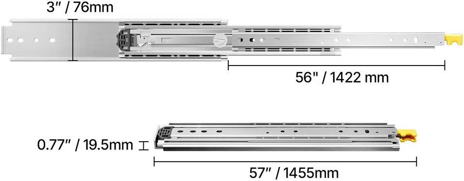VEVOR 18-60 cm stalčių bėgeliai su uždarymo sistemos amortizacija