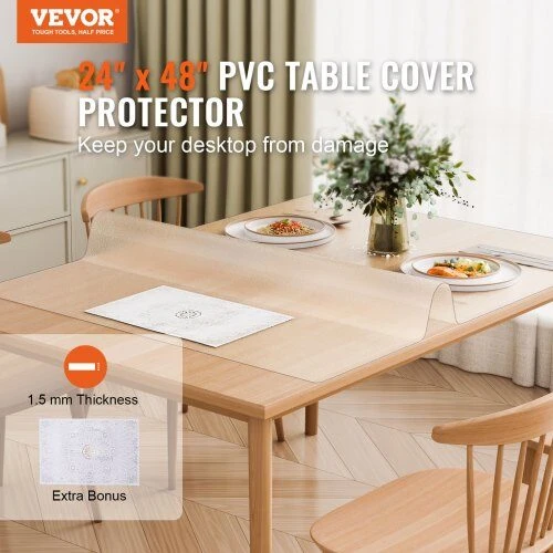 VEVOR Skaidri PVC stalo apsauga 60x120 cm