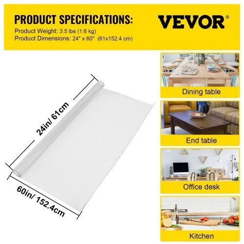 VEVOR Skaidrus plastikinis stalo užtiesalas 61 x 152.4 cm