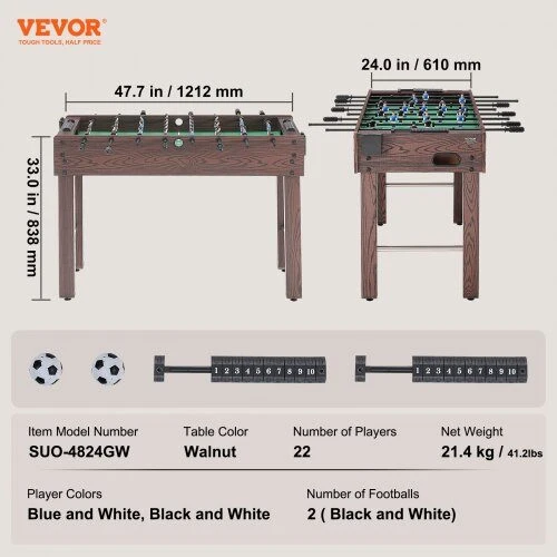 VEVOR 48 colių stalo futbolas namams ir žaidimų kambariui