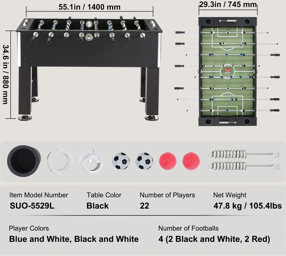 VEVOR Stalo futbolo stalas 140 cm
