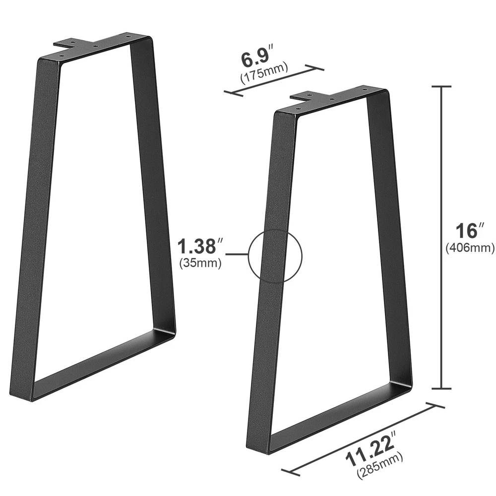 VEVOR Trapezoidinės plieninės stalo kojos 406 mm, 2 vnt.