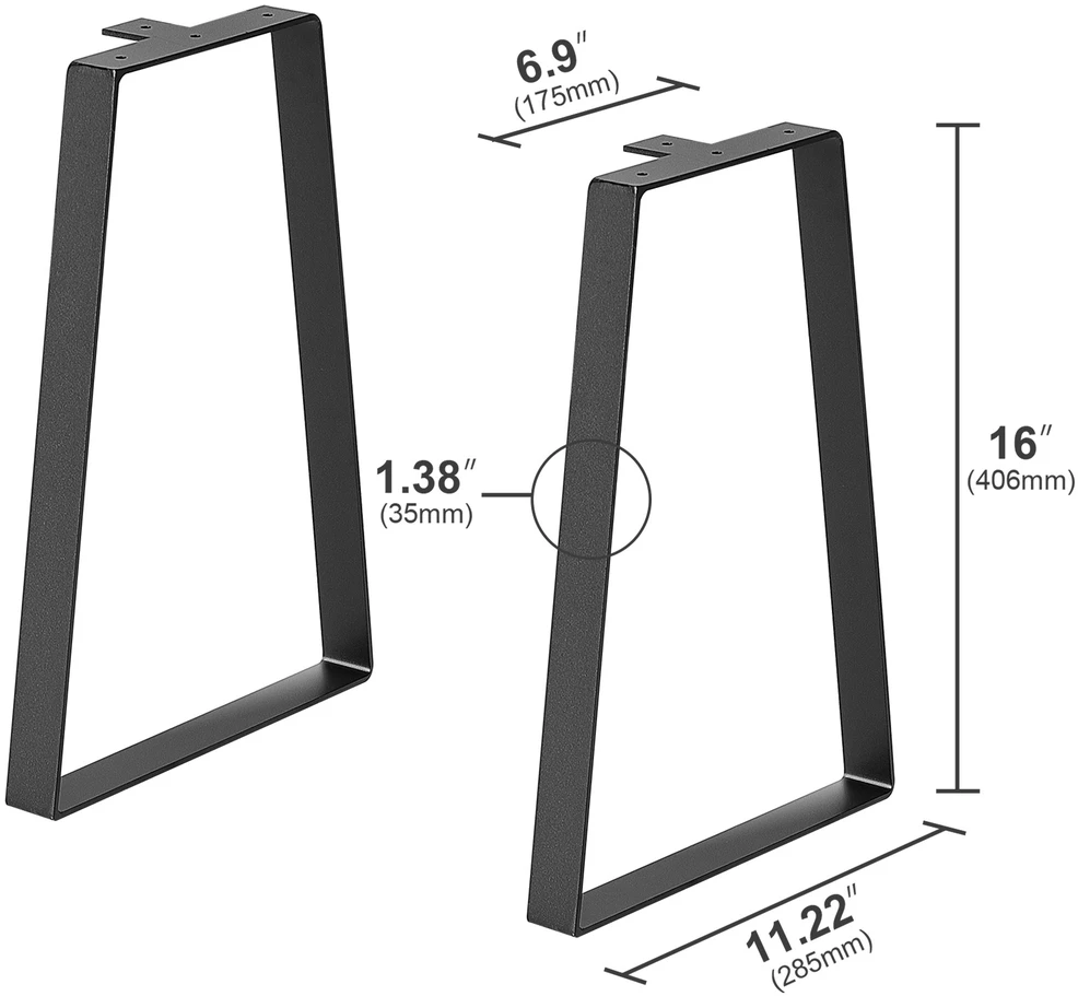 VEVOR Trapezoidinės plieninės stalo kojos 406 mm, 2 vnt.