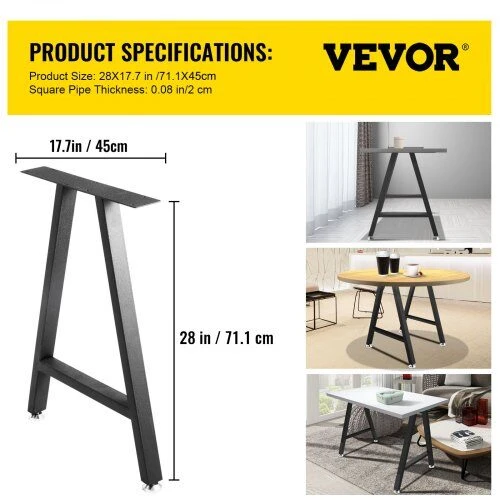 VEVOR Metalinės A formos stalo kojos 71x45 cm