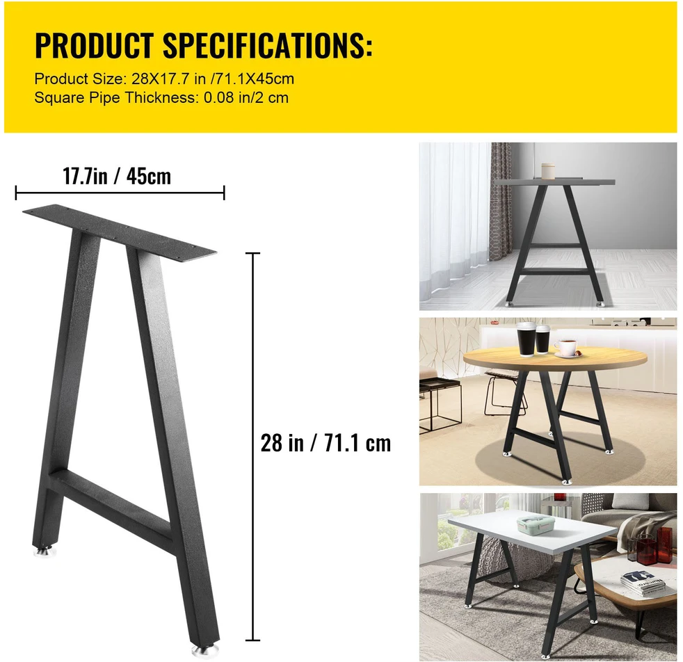 VEVOR Metalinės A formos stalo kojos 71x45 cm
