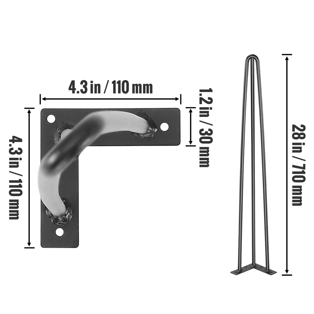 VEVOR Plieninės plaukų smeigtukų stalo kojos 71 cm, 4 vnt.