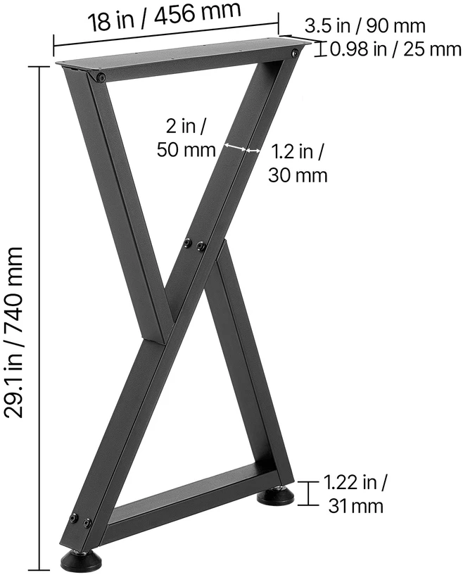 VEVOR Stalviršių kojos, Z formos, 740x472 mm