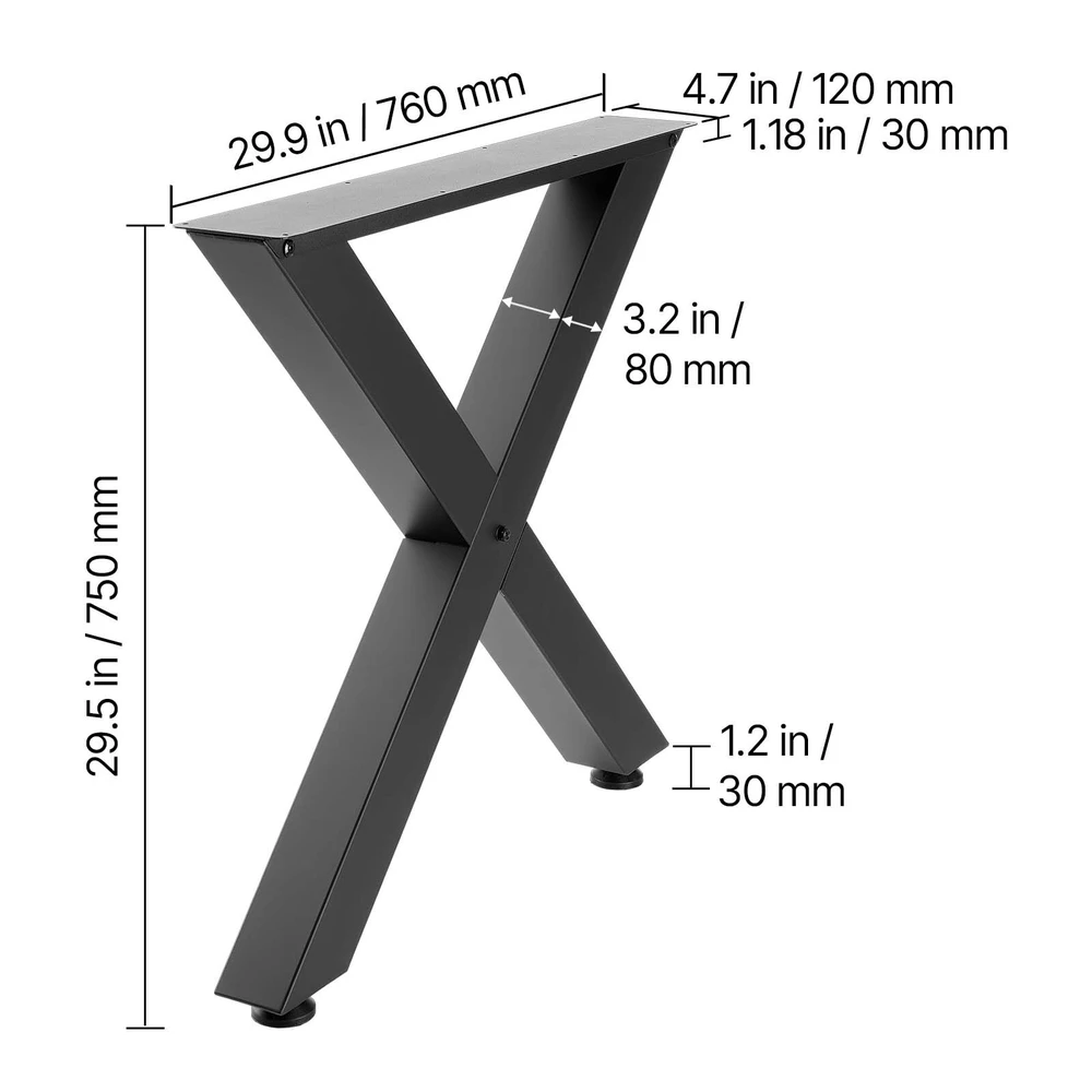 VEVOR Stalo kojos, 750 x 760 mm, plieninės, juodos