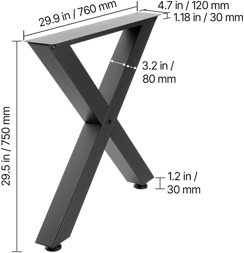 VEVOR Stalo kojos, 750 x 760 mm, plieninės, juodos