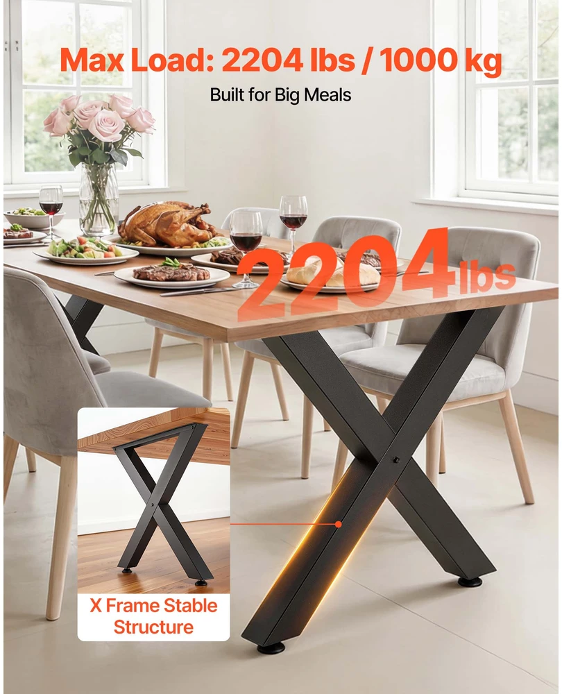 VEVOR Stalo kojos, 750 x 760 mm, plieninės, juodos