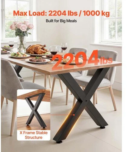 VEVOR Stalo kojos, 750 x 760 mm, plieninės, juodos