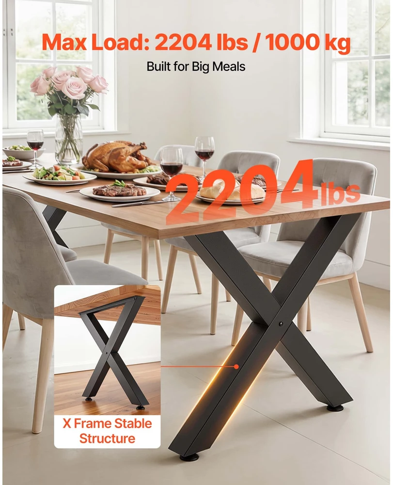VEVOR Stalo kojos 750 x 790 mm, juodos, 2 vnt.