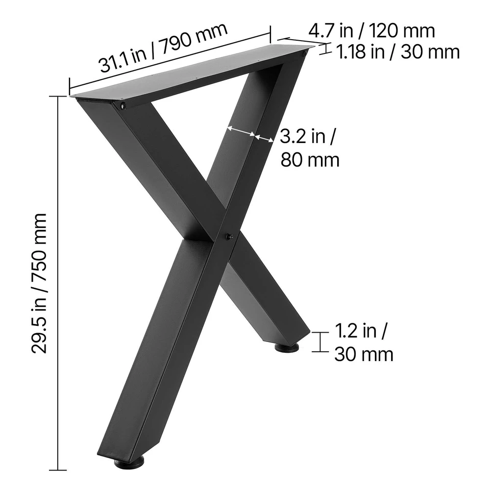 VEVOR Stalo kojos 750 x 790 mm, juodos, 2 vnt.