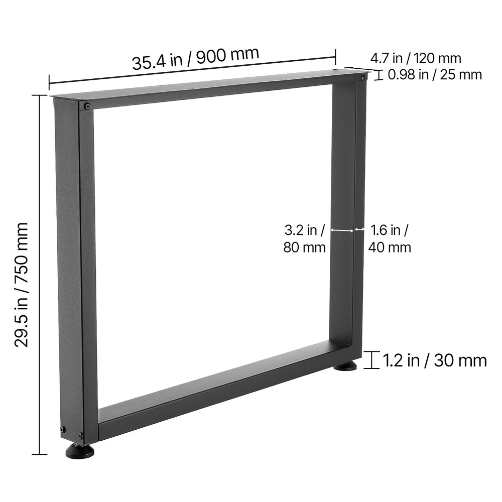 VEVOR Stalviršių kojos, 750 x 900 mm, kvadratinės