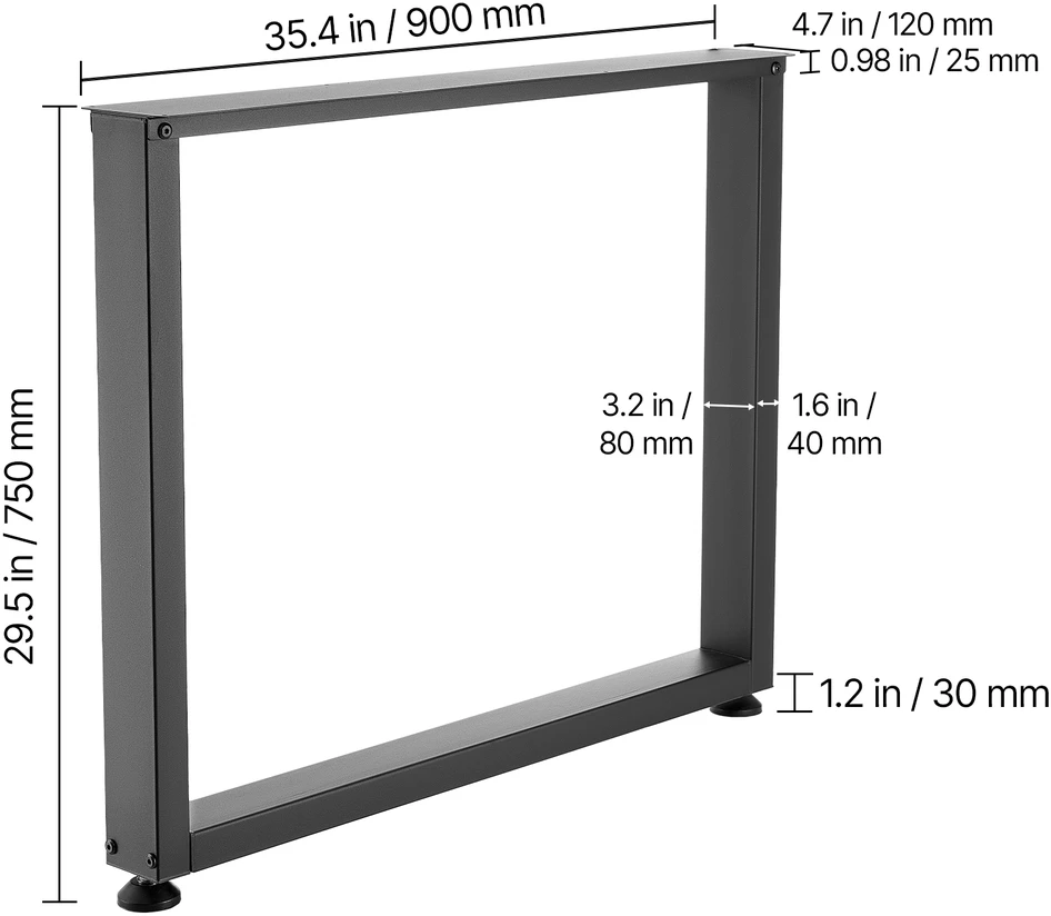 VEVOR Stalviršių kojos, 750 x 900 mm, kvadratinės