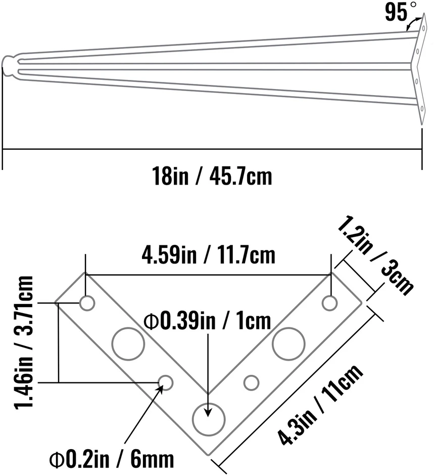 VEVOR Juodi plieniniai 18 cm plaukų segtukų stalo kojos