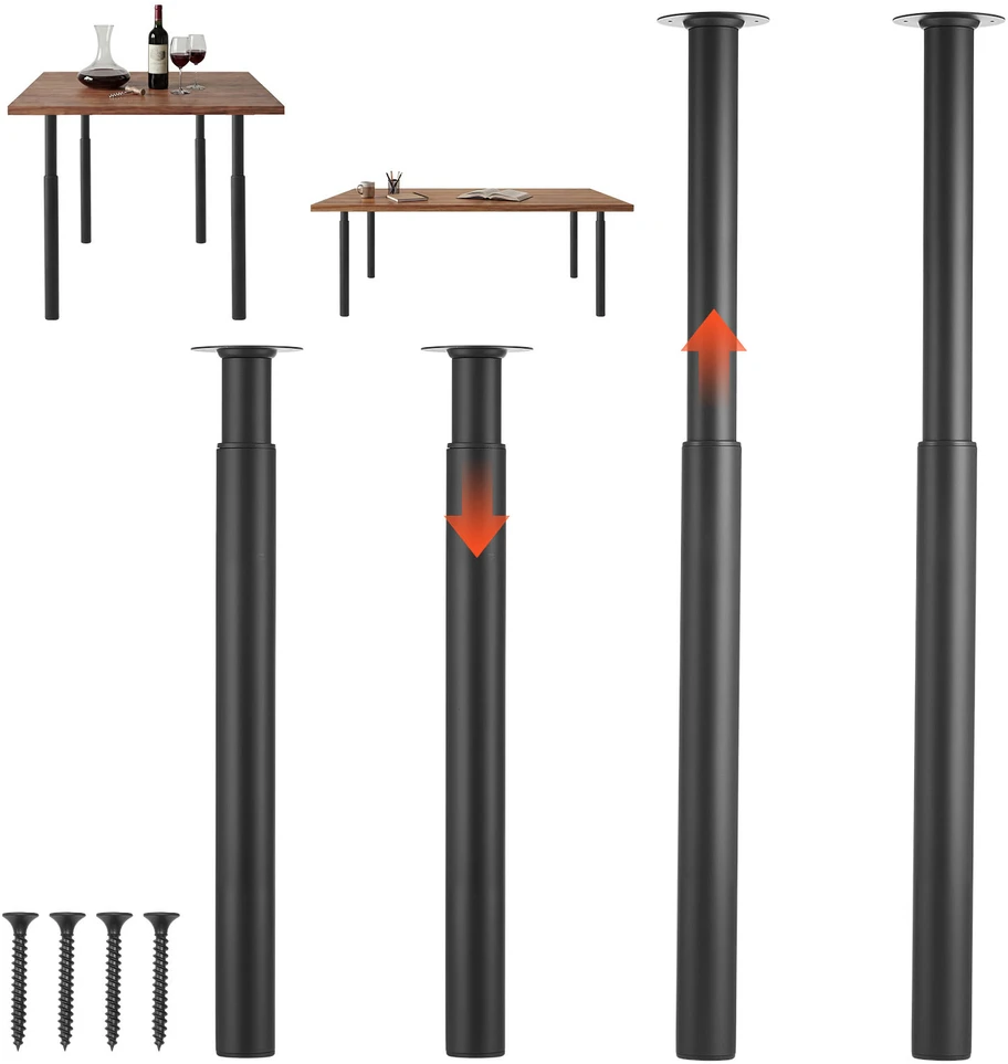 VEVOR Reguliuojamos stalo kojos, 710-1100 mm, plieninės, juodos