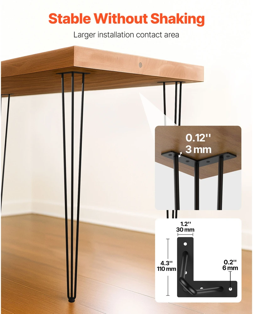 VEVOR Plieninės plauktuotos stalo kojos 101,6 cm